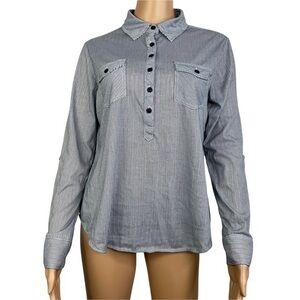 Love Potion Women Casual Shirt Buttons Down Striped Blue Sz S